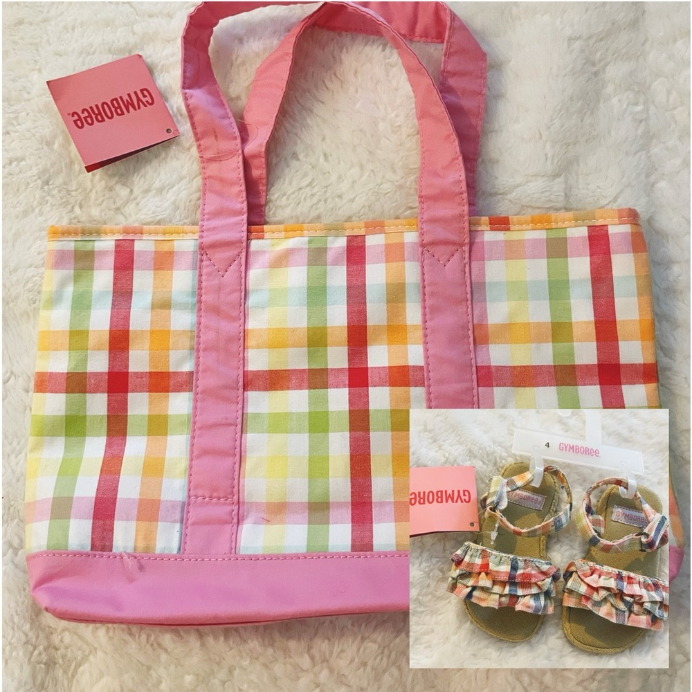 Gymboree plaid bag and sandals. NWT